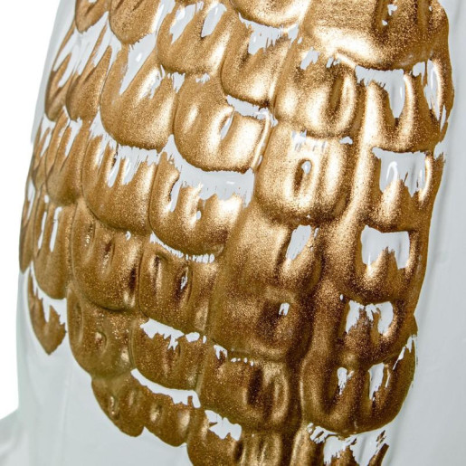 Figura buho blanco brillo y dorado