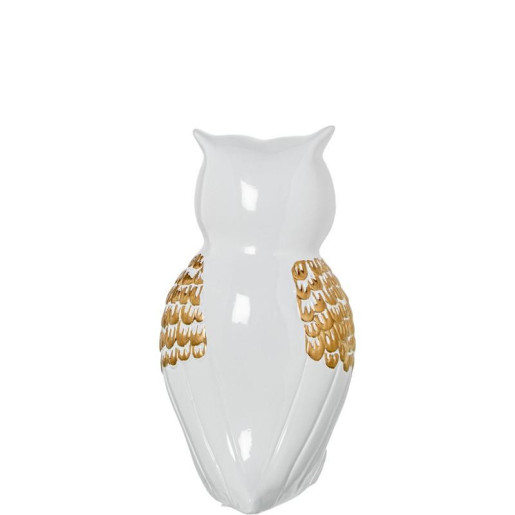 Figura buho blanco brillo y dorado