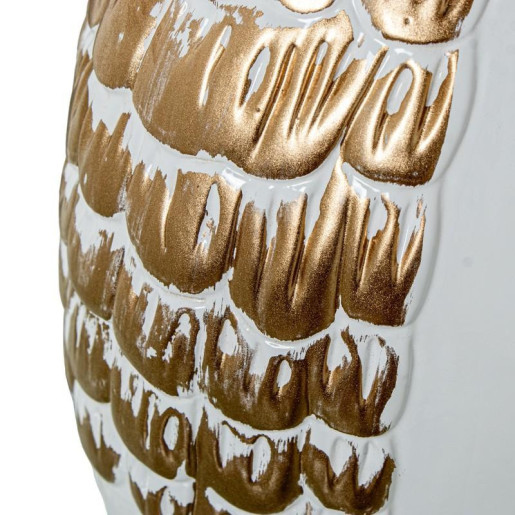 Figura buho blanco brillo y dorado