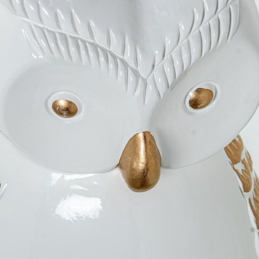 Figura buho blanco brillo y dorado