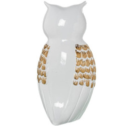 Figura buho blanco brillo y dorado