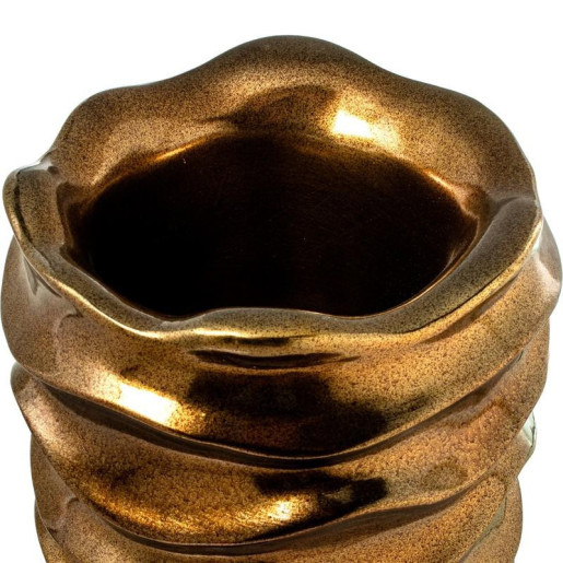 Macetero dorado cuero