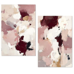 Cuadro lienzo rosa, beige y blanco