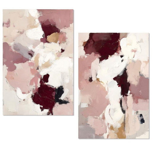 Cuadro lienzo rosa, beige y blanco