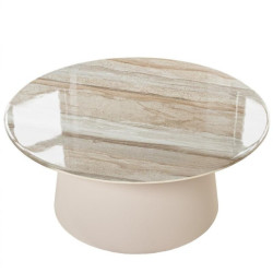 Mesa auxiliar beige y veteado