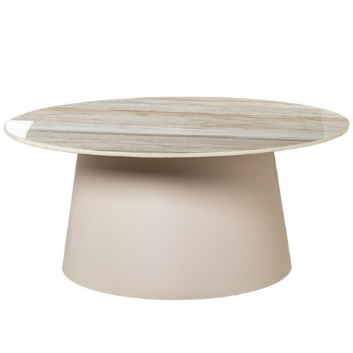 Mesa auxiliar beige y veteado