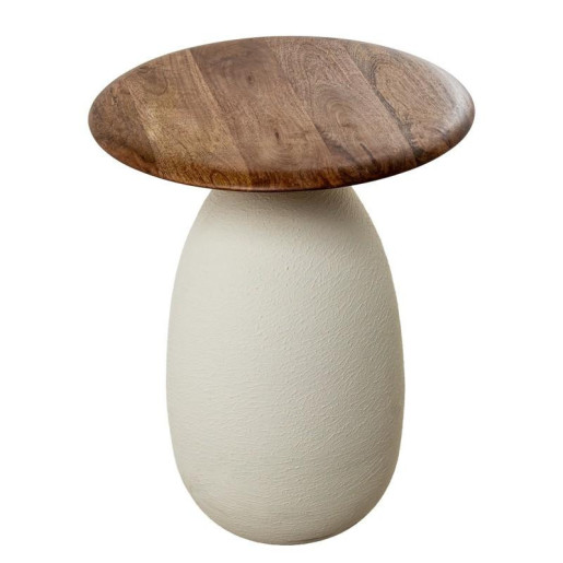 Mesa auxiliar blanco y marron