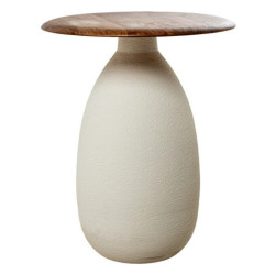 Mesa auxiliar blanco y marron
