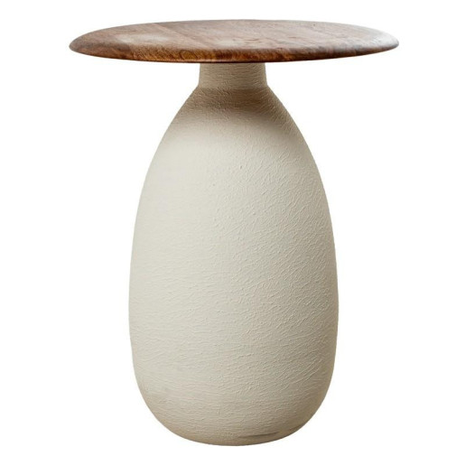 Mesa auxiliar blanco y marron